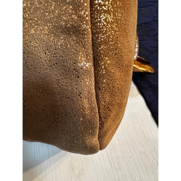 Jimmy Choo Gold Suede Metallic Hobo Bag - Picture 13 of 16